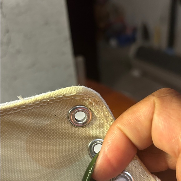 Converse Women's White High-Top Sneakers w/custom pearl embellishment. - Picture 6 of 6